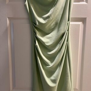 White House Black Market Asymmetrical Green Dress perfect spring dress